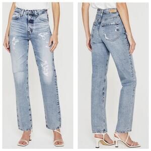 AG Adriano Goldschmied Alexxis Straight Leg Jeans Size 26 In Breeze Distressed